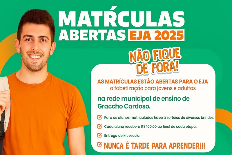 Prefeitura abre matrículas para a Educação de Jovens e Adultos (EJA) na rede municipal