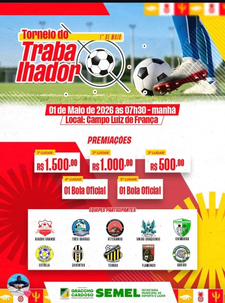 Graccho Cardoso promove Torneio do Trabalhador com grandes premiações e nove equipes em disputa