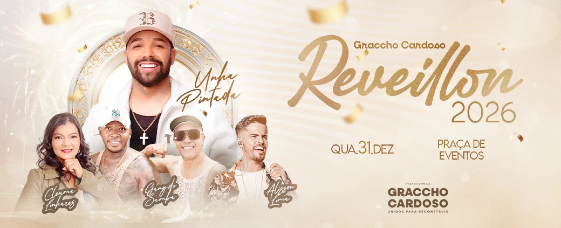 Réveillon 2026 de Graccho Cardoso promete grande festa com shows e atrações especiais
