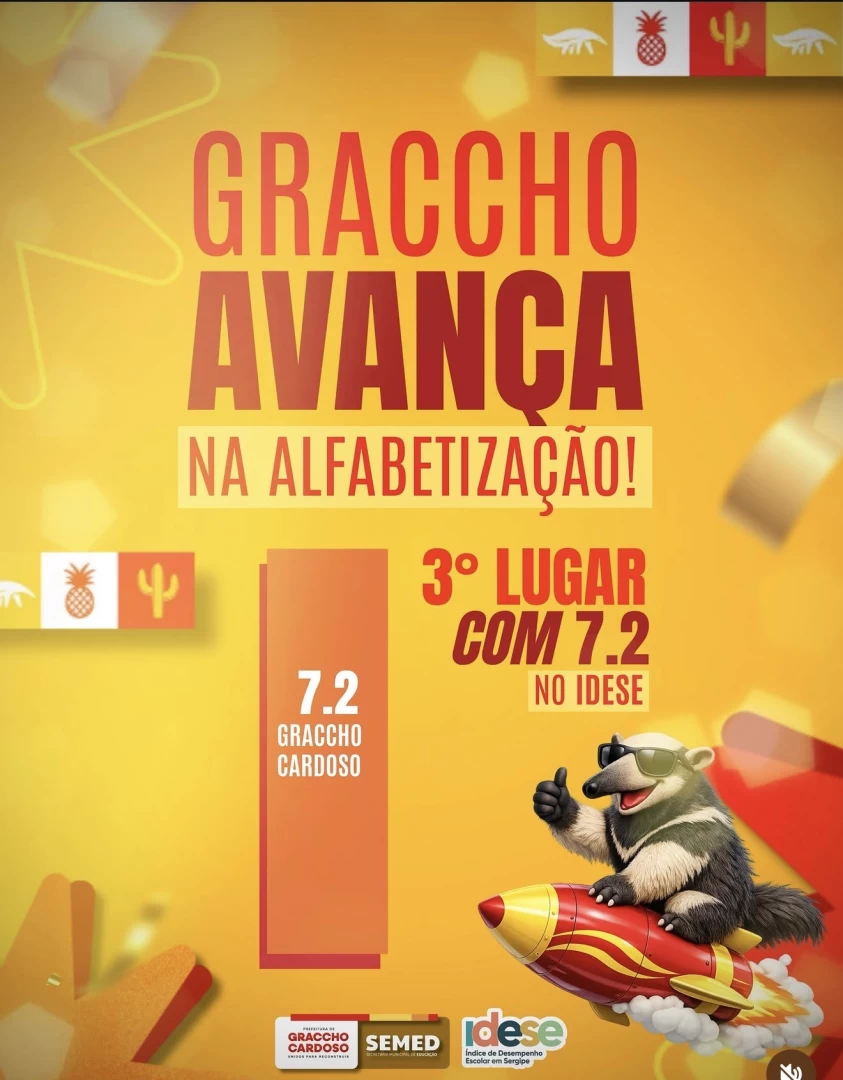 Graccho Cardoso conquista 3º lugar no IDESE e se destaca na alfabetização em Sergipe