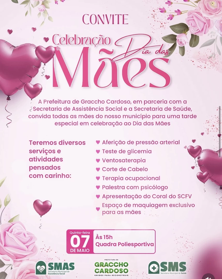 Prefeitura de Graccho Cardoso promove tarde especial em homenagem ao Dia das Mães