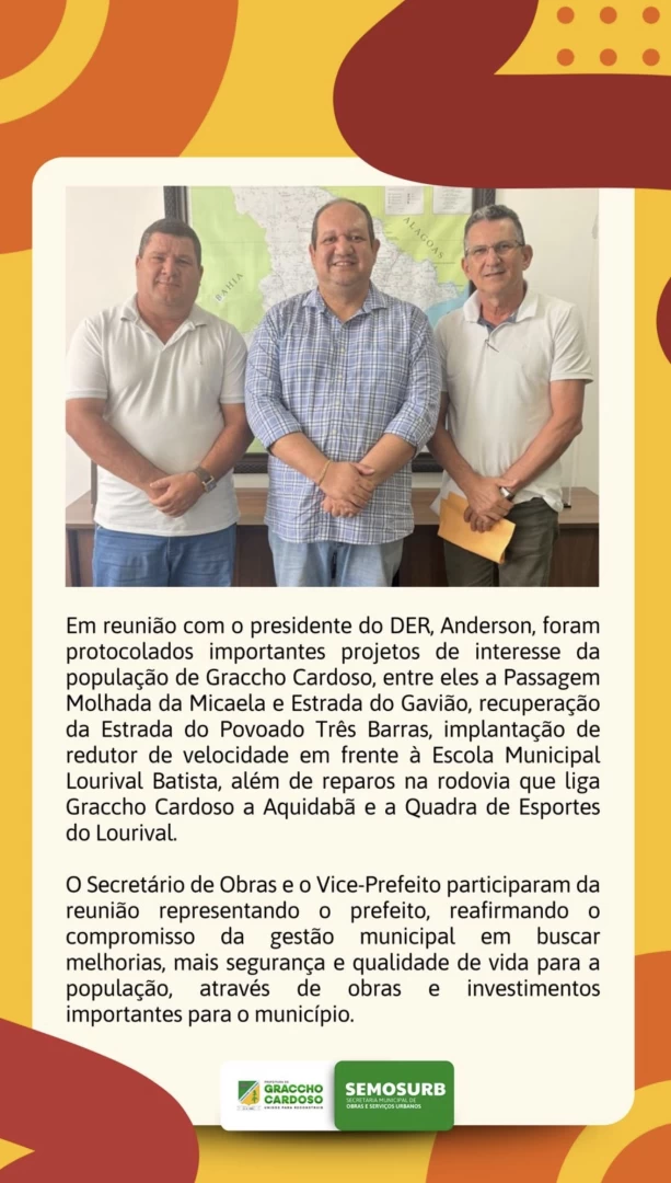 Gestão Municipal apresenta demandas prioritárias ao DER em busca de melhorias para Graccho Cardoso