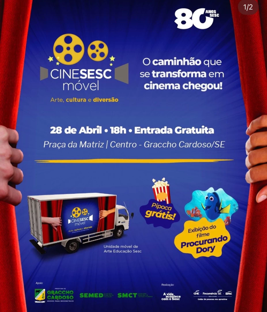 Graccho Cardoso recebe CineSesc Móvel com sessão gratuita de cinema na Praça da Matriz